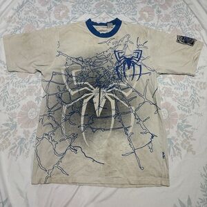 Spider Graphic  T-Shirt - Blue and White